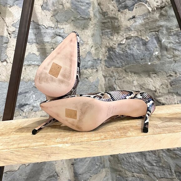 Jimmy Choo Brown Pink Snakeskin Print Romy 100 Pumps - Picture 8 of 10